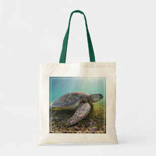 Green Sea Turtle At Dusk Akumal Bay Tote Bag