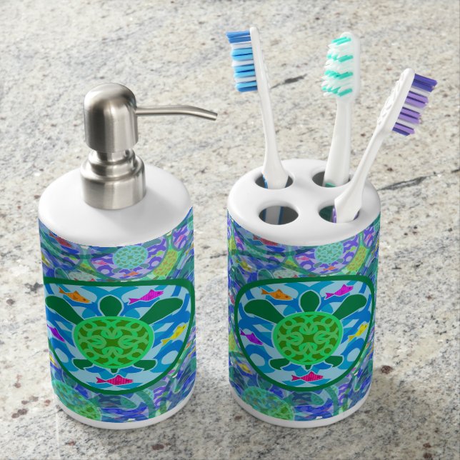 Green Sea Turtle Bathroom Set (Front)