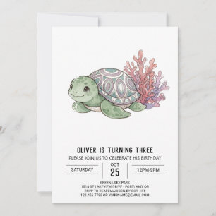 Green Sea Turtle Birthday Invitation