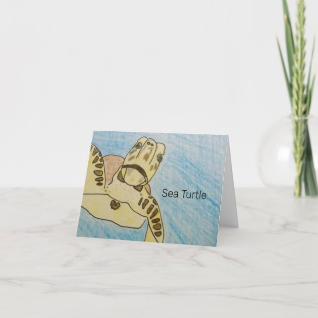 Green Sea Turtle Blank Greeting Card (Front)