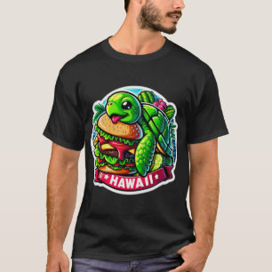 GREEN SEA TURTLE EATING BURGER 4 T-Shirt