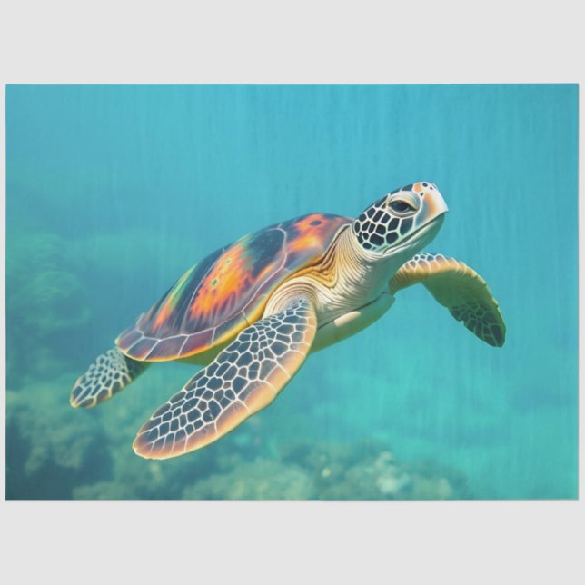 Green Sea Turtle Floats Tissue Paper (Front)