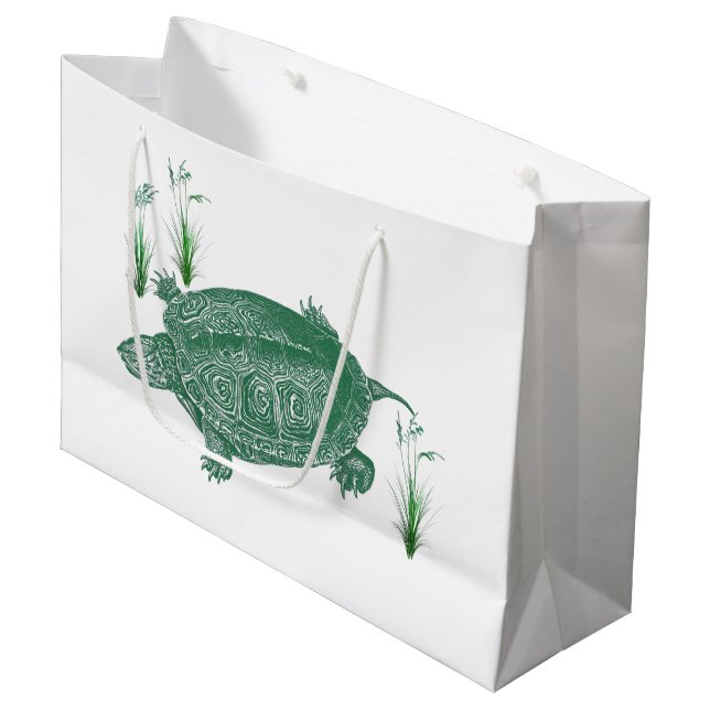 Green Sea Turtle Large Gift Bag (Front Angled)