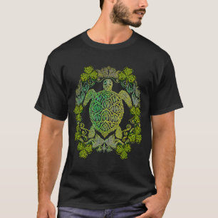 Green Sea Turtle Mandala Irish Shamrock C St Patri T-Shirt
