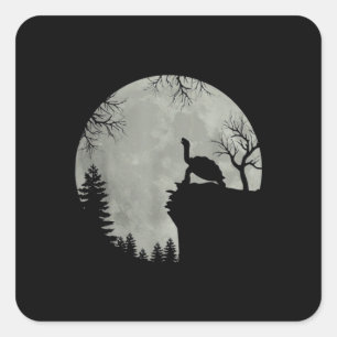 Green Sea Turtle Ocean Turtle Howling Est Moon Square Sticker