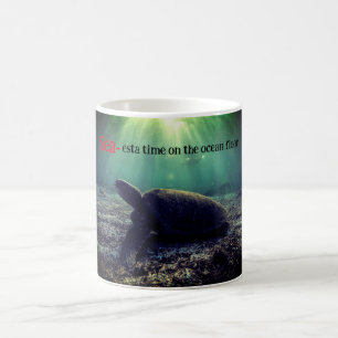 Green sea turtle on ocean floor coffee mug
