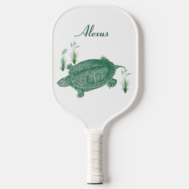 Green Sea Turtle Personal Name Pickleball Paddle (Front)