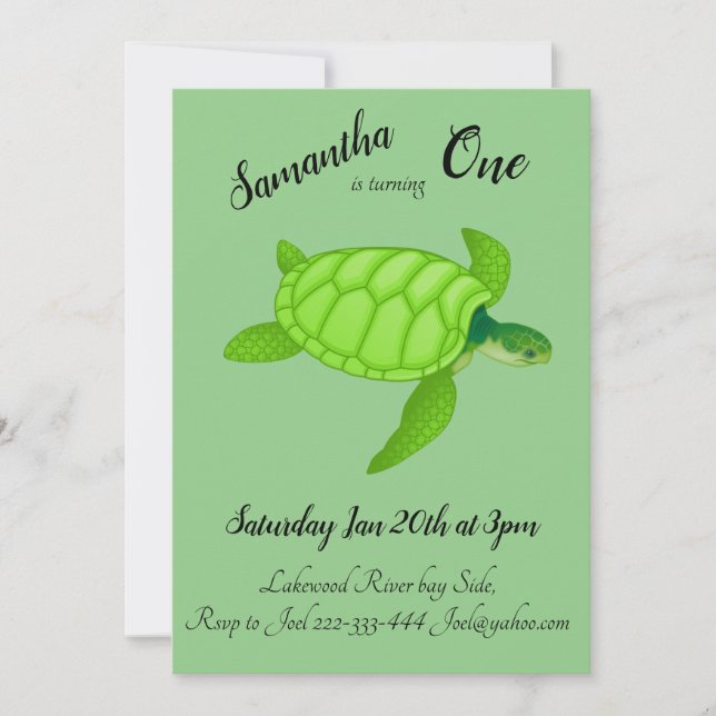 Green Sea Turtle Personalised 1st Birthday (Front)