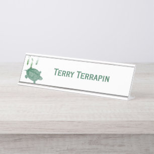 Green Sea Turtle Personalised Desk Name Plate