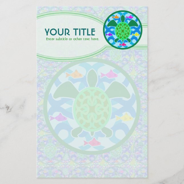 Green Sea Turtle Personalised Stationery (Front)