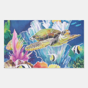 Green Sea Turtle Rectangular Sticker