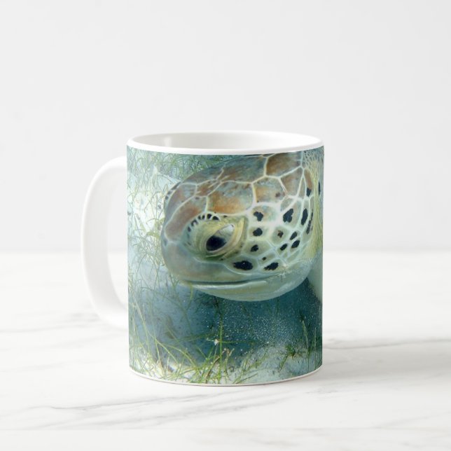 Green Sea Turtle, Sea Plants, Virgin Islands NP Coffee Mug (Front Left)
