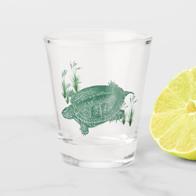 Green Sea Turtle Shot Glass (Front)