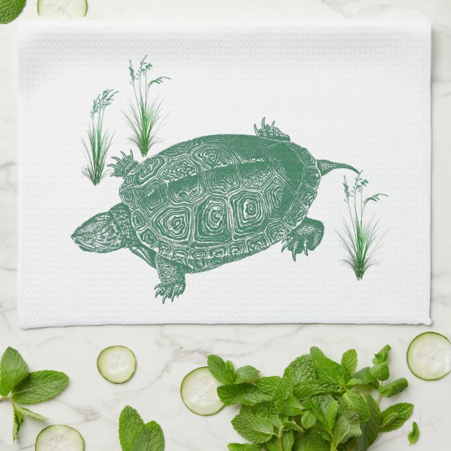 Green Sea Turtle Tea Towel (Folded)