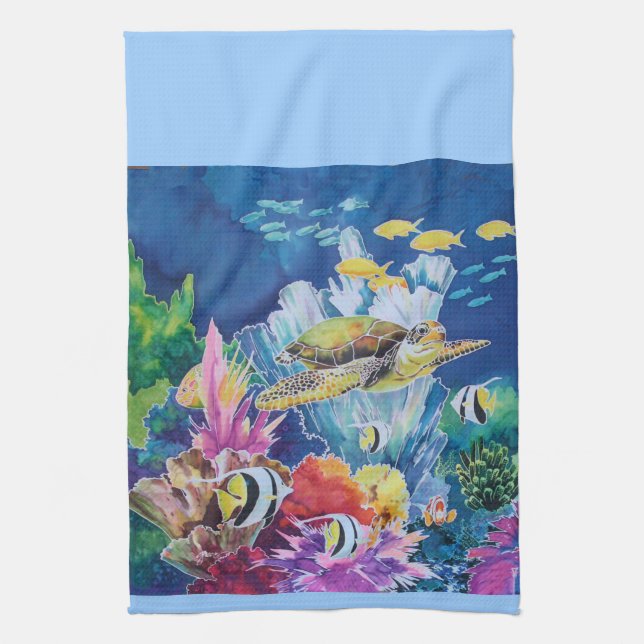 Green Sea Turtle Tea Towel (Vertical)