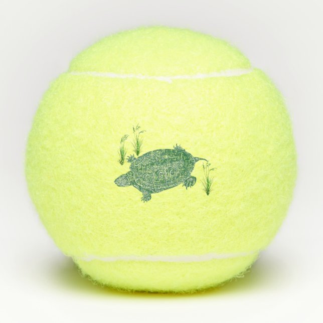 Green Sea Turtle Tennis Balls (Front)