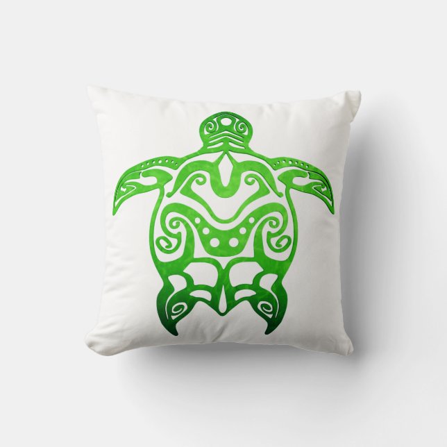 Green Sea Turtle Tribal Cushion (Front)
