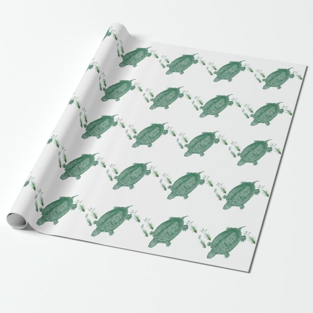 Green Sea Turtle Wrapping Paper (Unrolled)