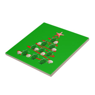 Green Sea Turtles Christmas Tree Ceramic Tile