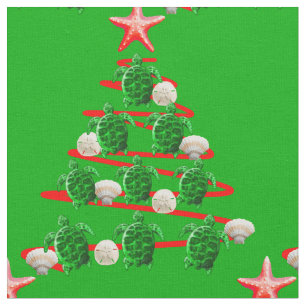 Green Sea Turtles Christmas Tree Fabric