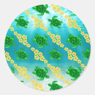 Green Sea Turtles Classic Round Sticker