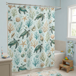 Green Sea Turtles Shower Curtain