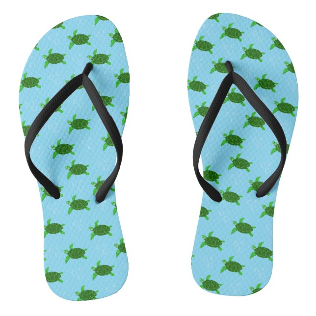 Green Sea Turtles Swimming with Bubbles Thongs (Footbed)