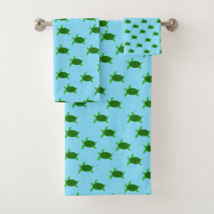 Green Sea Turtles with Bubbles Bath Towel Set