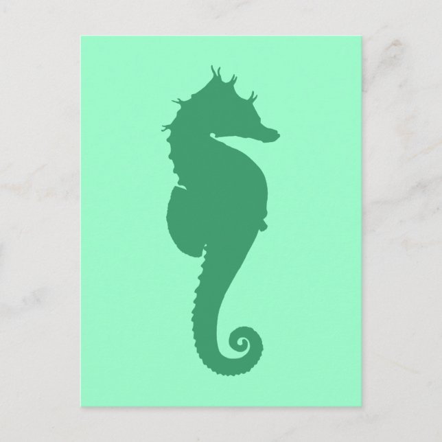 Green Seahorse Silhouette Postcard (Front)