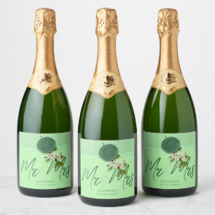 Green Seal Wedding Wine Label Sparkling Wine Labe