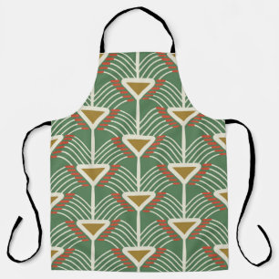 green seamless pattern with lines and geometry sha apron