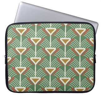 green seamless pattern with lines and geometry sha laptop sleeve