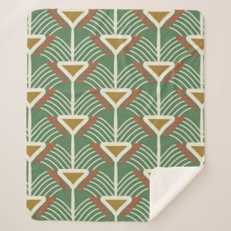 green seamless pattern with lines and geometry sha sherpa blanket