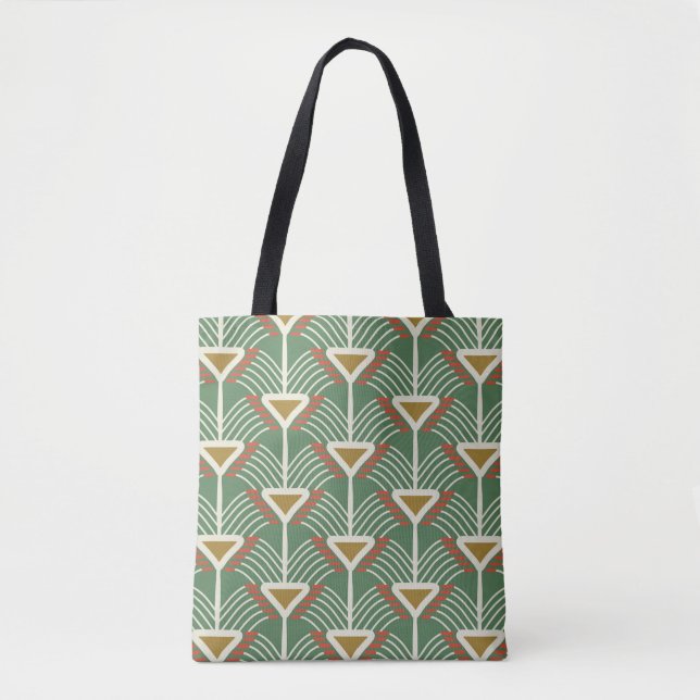 green seamless pattern with lines and geometry sha tote bag (Front)