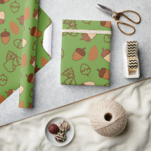 Green Seamless Wrapping Paper: Cosy Fall Hazelnut Paper