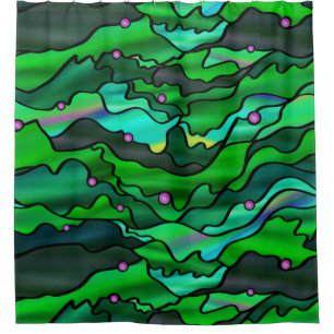 Green Seascape Abstract Shower Curtain