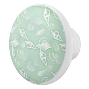 Green Seashells Ceramic Knob