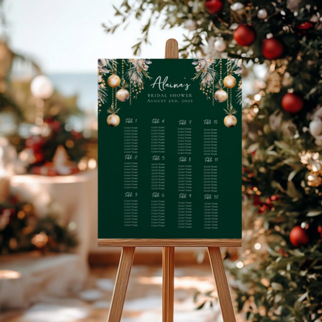Green Seating Chart | Holly Christmas Bridal Theme (Creator Uploaded)