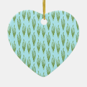 Green Seaweed Ocean Plants Nature Lover Blue Water Ceramic Ornament