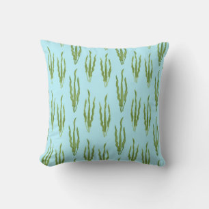 Green Seaweed Ocean Plants Nature Lover Blue Water Cushion