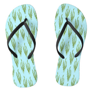 Green Seaweed Ocean Plants Nature Lover Blue Water Thongs