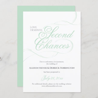 Green Second Chances Wedding Postponement Invitation