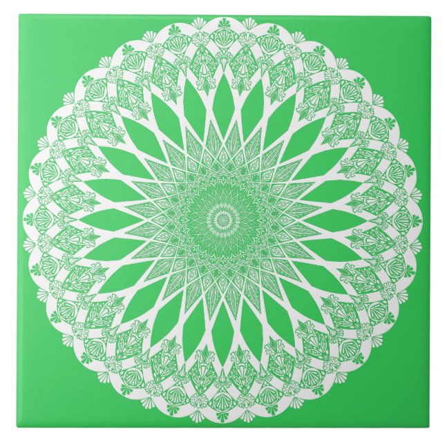 Green Seedling Tristyns Mandala Ceramic Tile (Front)