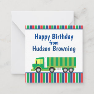 Green Semi Truck Personalised Gift Note Card