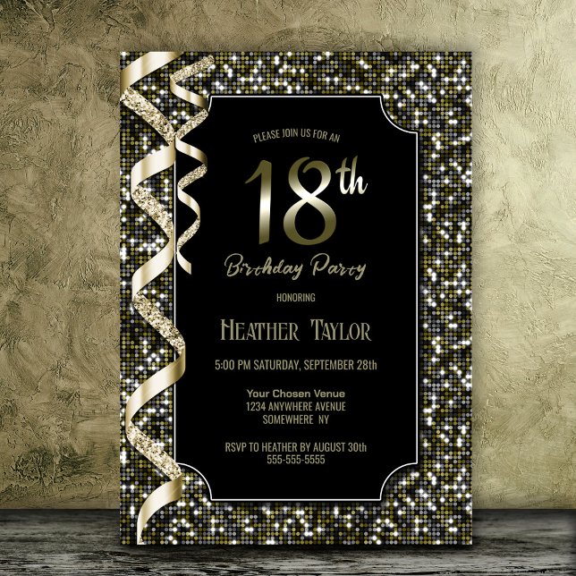 Green Sequins 18th Birthday Party Invitation (Creator Uploaded)