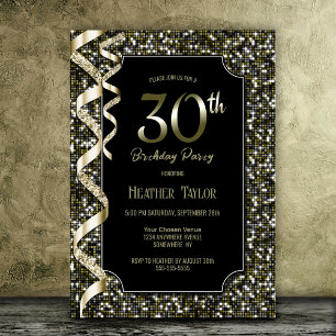 Green Sequins 30th Birthday Party Invitation