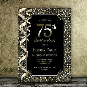 Green Sequins 75th Birthday Party Invitation