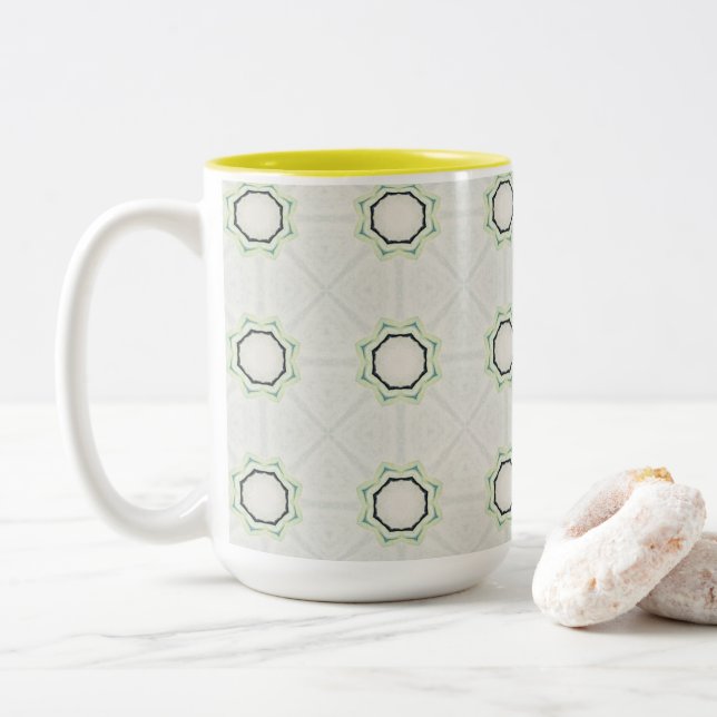 Green Serene Bloom Two-Tone Coffee Mug (With Donut)