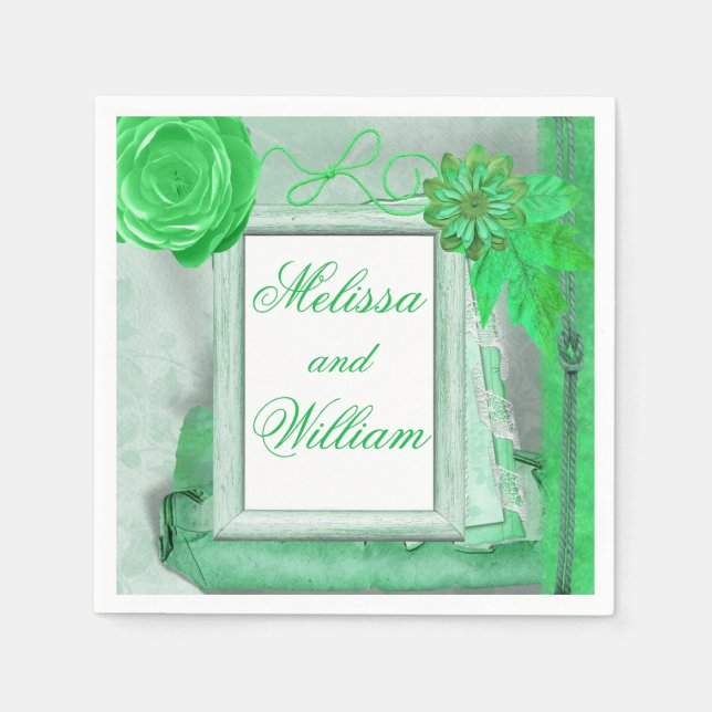 Green Shabby Chic Style Napkin (Front)