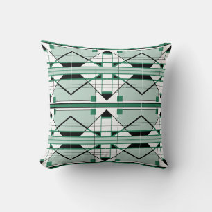 Green Shades Black White Mediterranean Large Tiles Cushion